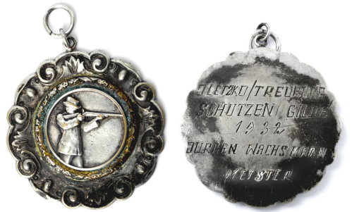 Odznaka Gildii Strzeleckiej z Olecka przyznana  w 1932 r.